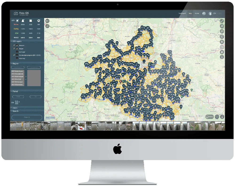 map with points in Foto-GIS application